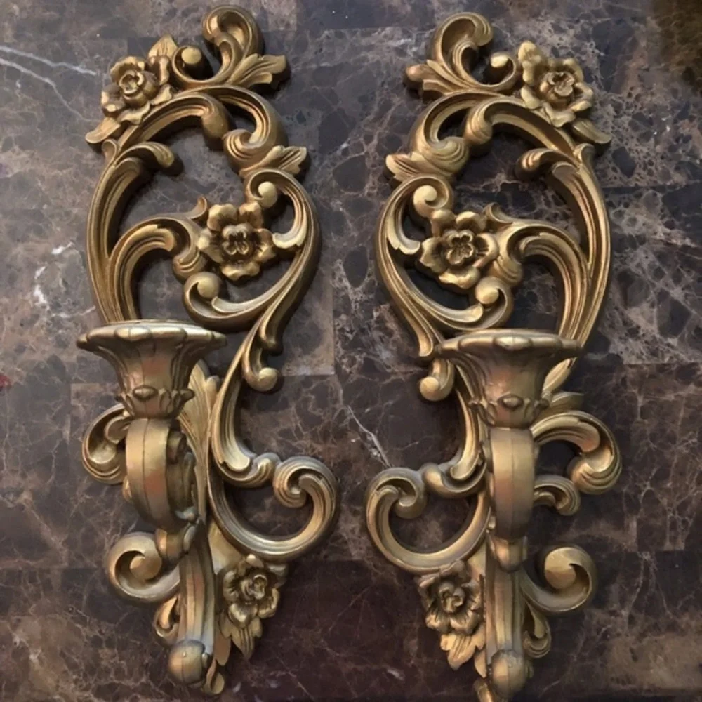 Wall candleholders sconces gold ornate wall candelabra set of 2